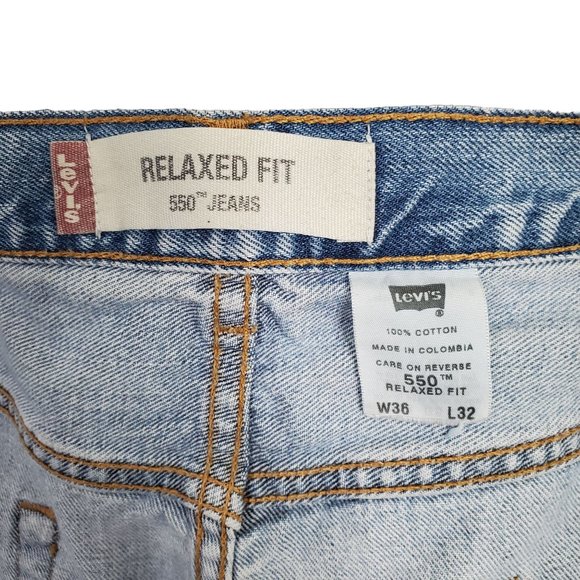 Levi's Mens Size 36x32 Jeans 550 Relaxed Fit Denim Medium Wash 100% Cotton - Picture 7 of 9